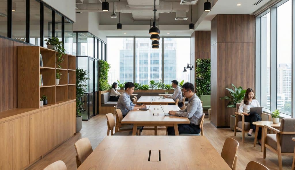 wood-forward design in a commercial office
